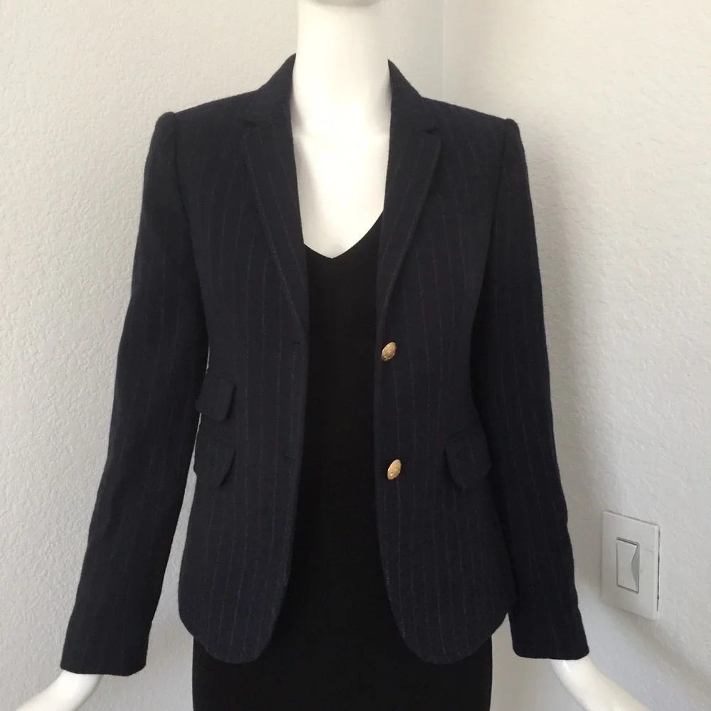 j. crew schoolboy navy gray pinstripe blazer